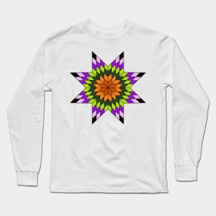 Halloween star quilt pattern Long Sleeve T-Shirt